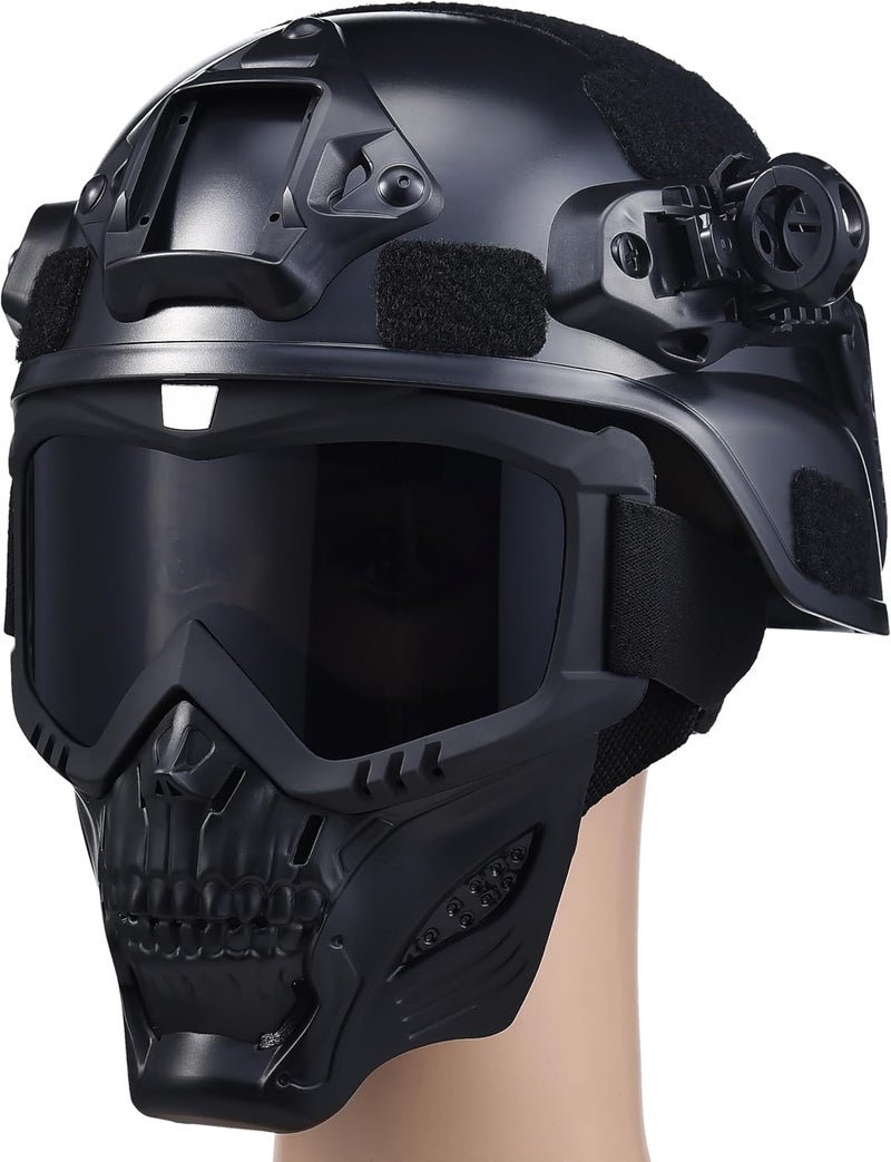 OQUQO Airsoft Tactical Helmet, Full Face Mask for Men, Paintball Helmet, NVG Mount and Side Rails, Adjustable Strap - Complete Tactical Gear for Cosplay and Movie Props - Image 1